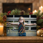Gold Typography Merry Kerstfeestay Foto Folie Feestdagenkaart
