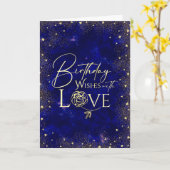 Gold Typography Photo Birthday Wishes for Anyone  Kaart (Gele Bloem)