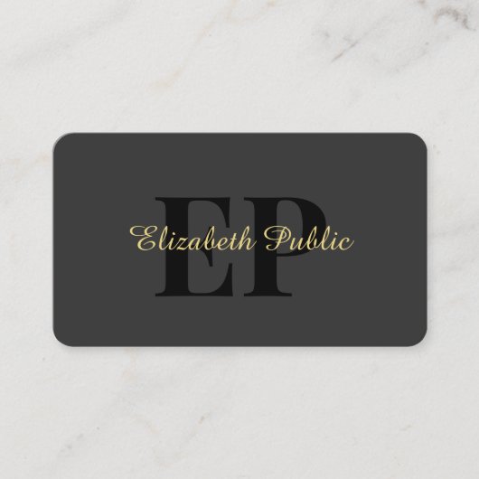 Gold Typography Tekstnaam Script Luxury Glossy Visitekaartje (Voorkant)