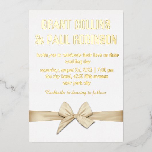 Gold Typography Wedding Folie Invitation Folie Uitnodiging (Voorkant)