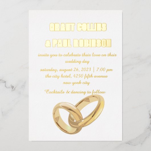 Gold Typography Wedding Folie Invitation Folie Uitnodiging (Voorkant)