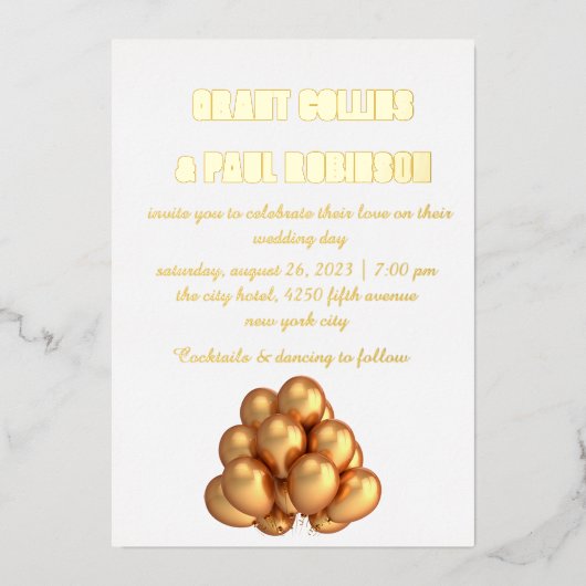 Gold Typography Wedding Folie Invitation Folie Uitnodiging (Voorkant)