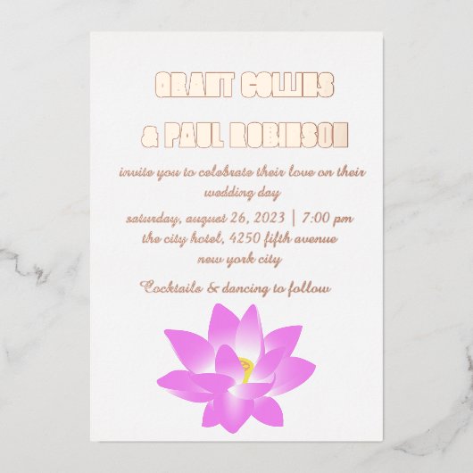 Gold Typography Wedding Folie Invitation Uitnodiging (Voorkant)