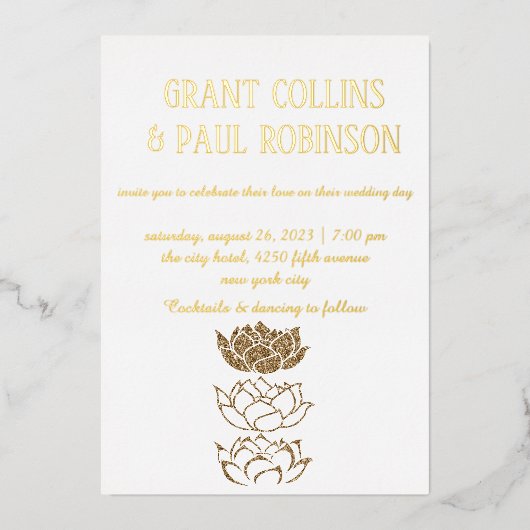 Gold Typography Wedding Folie Invitation Uitnodiging (Voorkant)