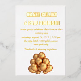 Gold Typography Wedding Folie Invitation Uitnodiging