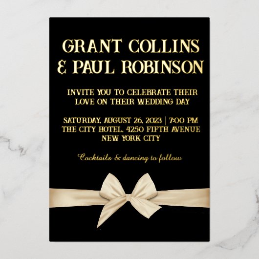 Gold Typography Wedding Folie Invitation Uitnodiging (Voorkant)