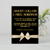 Gold Typography Wedding Folie Invitation Uitnodiging (Staand Voorkant)