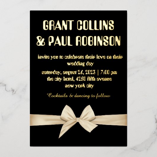 Gold Typography Wedding Folie Invitation Uitnodiging (Voorkant)