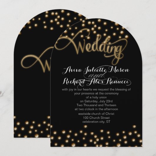 Gold TYPOGRAPHY Wedding Invitations Kaart (Voorkant / Achterkant)