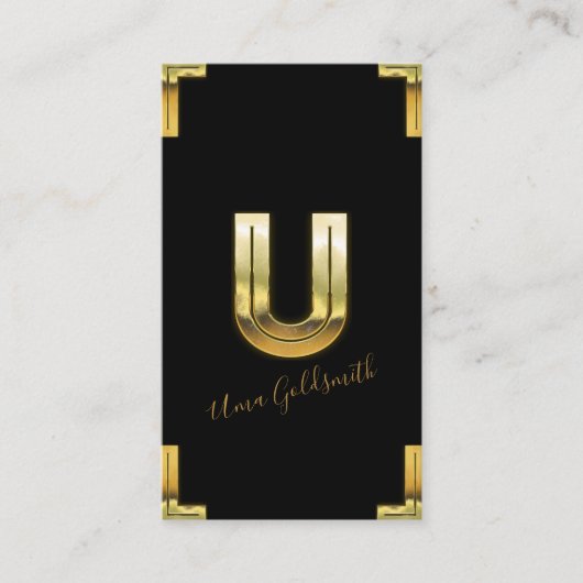 Gold U Initiaal en Grenzen Visitekaartje (Voorkant)