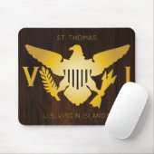 Gold U.S. Virgin Islands Flag St. Thomas Faux Wood Muismat (Met muis)