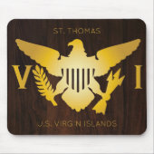 Gold U.S. Virgin Islands Flag St. Thomas Faux Wood Muismat (Voorkant)