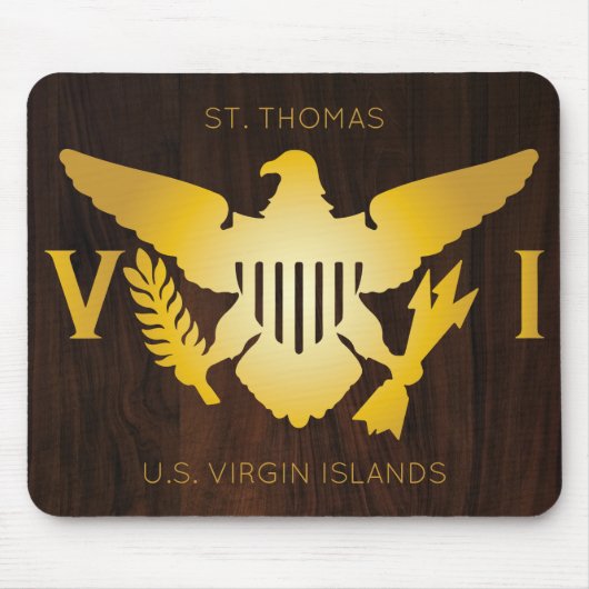 Gold U.S. Virgin Islands Flag St. Thomas Faux Wood Muismat (Voorkant)