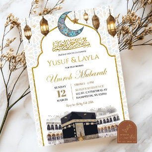 Gold Umroh Mubarak Moslim Uitnodiging, Kaart