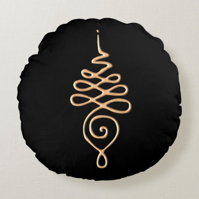 Gold Unalome  Rond Kussen (Voorkant)