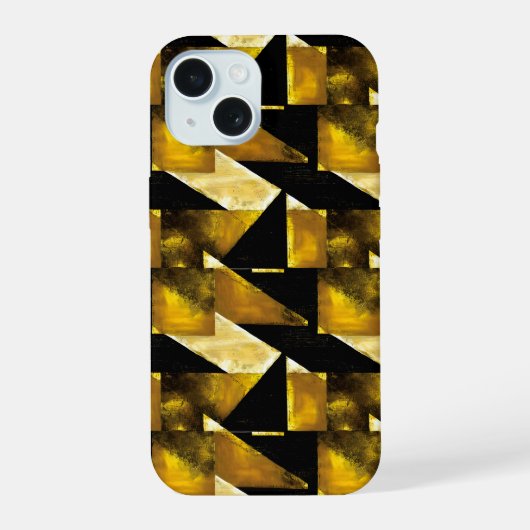 Gold und schwarz Grunge 7 iPhone 15 Case (Achterkant)