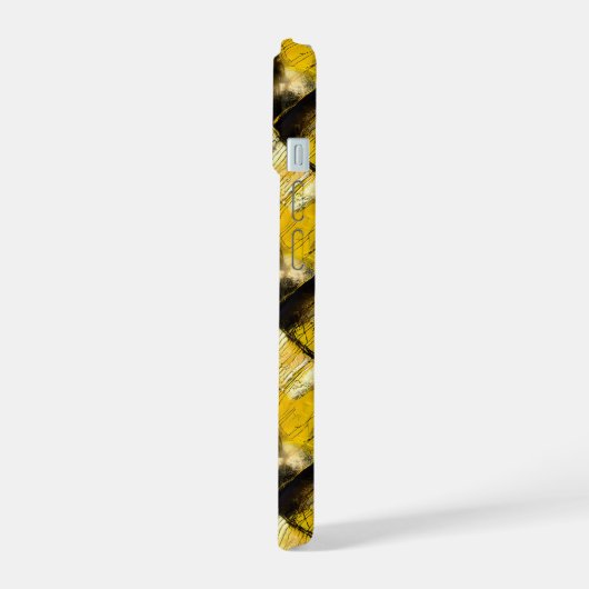 Gold und schwarz Grunge 9 iPhone 15 Case (Linkerkant)