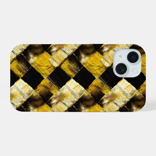Gold und schwarz Grunge 9 iPhone 15 Case (Achterkant horizontaal)