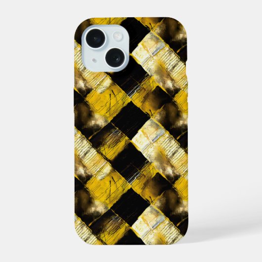 Gold und schwarz Grunge 9 iPhone 15 Case (Achterkant)