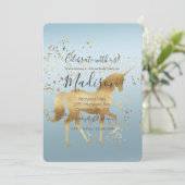 Gold Unicorn Aqua Ombre Kaart (Staand voorkant)