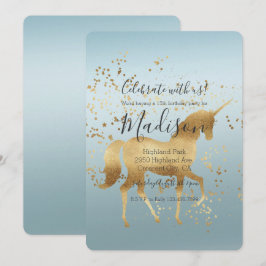 Gold Unicorn Aqua Ombre Kaart