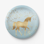 Gold Unicorn Aqua Ombre Papieren Bordje (Voorkant)