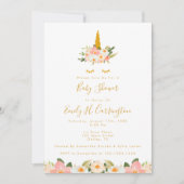 Gold Unicorn Baby shower Invitation Kaart (Voorkant)
