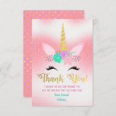 Gold Unicorn Floral Bedankkaart (Voorkant / Achterkant)