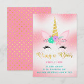 Gold Unicorn Floral Breng een boek insert kaart (Voorkant / Achterkant)