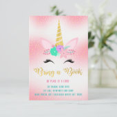 Gold Unicorn Floral Breng een boek insert kaart (Staand voorkant)