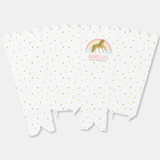 Gold Unicorn Girls Birthday Party Bedankdoosjes (Ongevouwen)