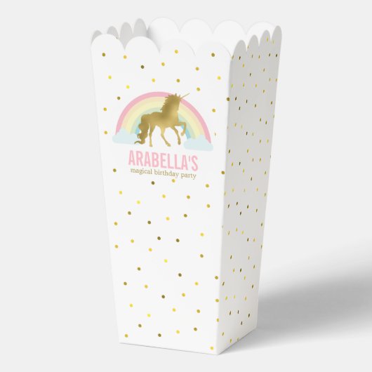 Gold Unicorn Girls Birthday Party Bedankdoosjes (Voorkant)