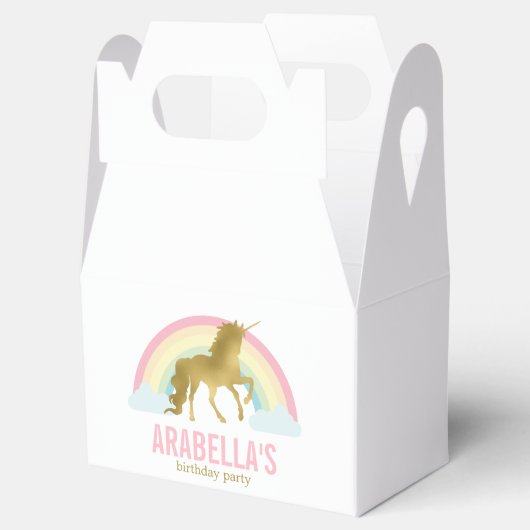 Gold Unicorn Girls Birthday Party Bedankdoosjes (Geopend)