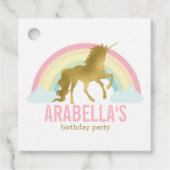 Gold Unicorn Girls Birthday Party Bedankjes Labels (Voorkant)