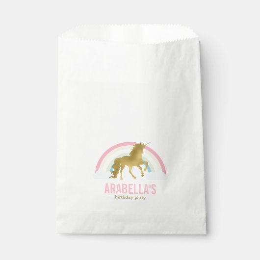 Gold Unicorn Girls Birthday Party Bedankzakje (Voorkant)