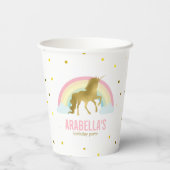 Gold Unicorn Girls Birthday Party Papieren Bekers (Achterkant)