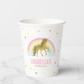 Gold Unicorn Girls Birthday Party Papieren Bekers (Voorkant)
