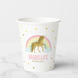 Gold Unicorn Girls Birthday Party Papieren Bekers