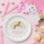 Gold Unicorn Girls Birthday Party Papieren Bordje<br><div class="desc">Schattige borden voor verjaardagsfeestjes met een schattige eenhoorn op een gouden stip-achtergrond en kunnen worden gepersonaliseerd met de naam of boodschap van uw kind naar keuze.</div>