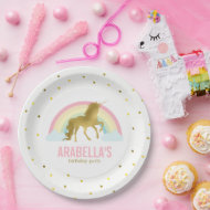 Gold Unicorn Girls Birthday Party Papieren Bordje