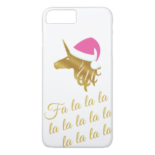 Gold Unicorn met roze kersthat iPhone 8/7 Plus Hoesje
