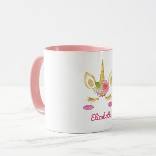 Gold Unicorn Mok (Voorkant links)