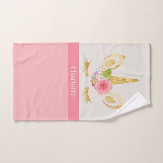 Gold Unicorn Peach roze sierstrip op maat Bad Handdoek (Handdoek)