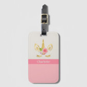 Gold Unicorn Peach roze sierstrip op maat Bagagelabel (Voorkant (verticaal))