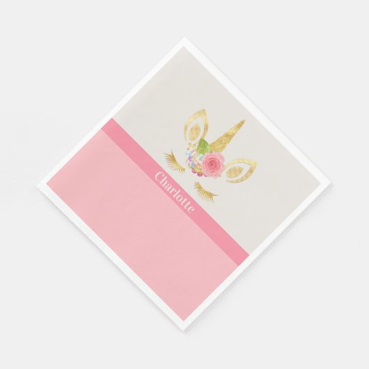 Gold Unicorn Peach Trim, aangepast papier Servet (Hoek)
