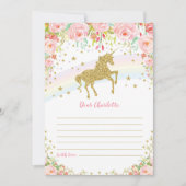Gold Unicorn Time Capsule Pink Roses Berichtkaart Kaart (Voorkant)
