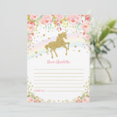 Gold Unicorn Time Capsule Pink Roses Berichtkaart Kaart (Staand voorkant)