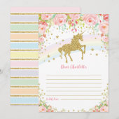 Gold Unicorn Time Capsule Pink Roses Berichtkaart Kaart (Voorkant / Achterkant)