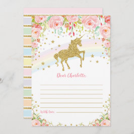Gold Unicorn Time Capsule Pink Roses Berichtkaart Kaart