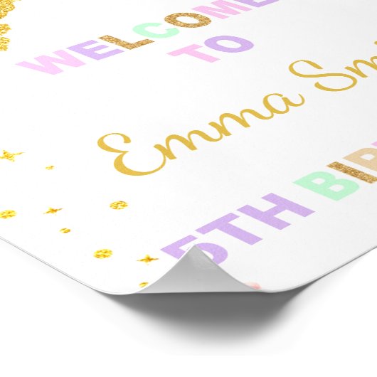 Gold Unicorn Welkomstsignalen uitvoeren Poster (Hoek)